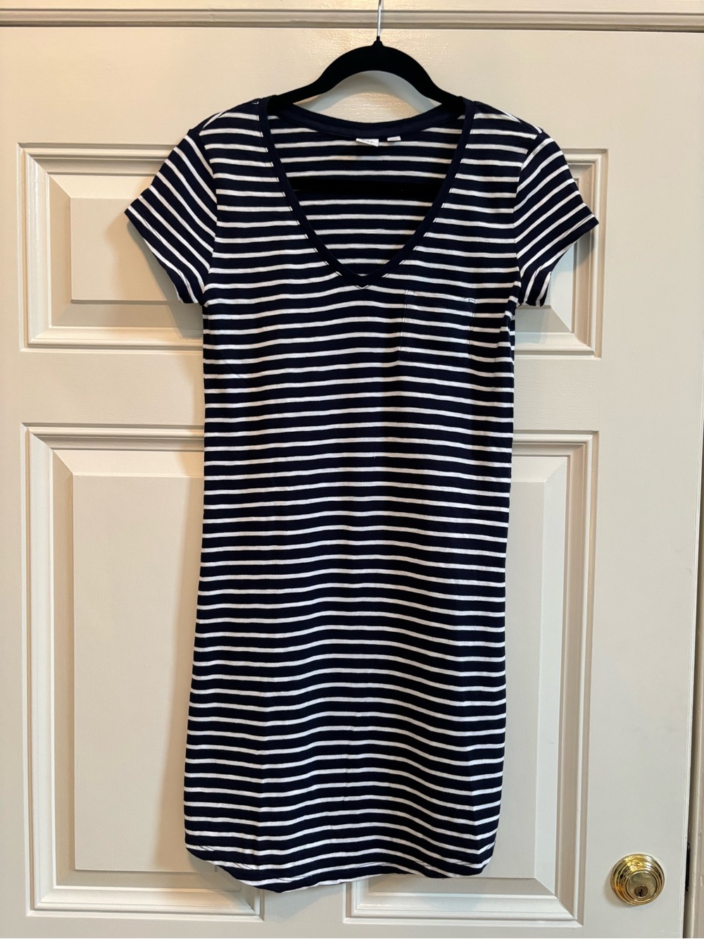 GAP Navy and White Striped V-Neck T-shirt dress XS